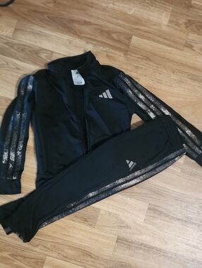 adidas Black Track Jacket and Pants with Pixel Camo Stripe Detail